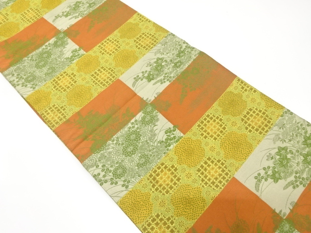 JAPANESE NAGOYA OBI / WOVEN AUTUMN FLOWERS